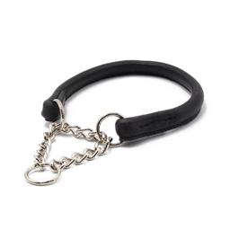 Håndlavet rundlæder Halsbånd med Sølvkæde